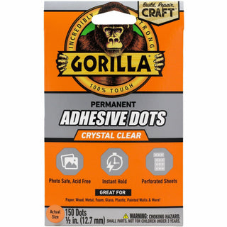 Gorilla Permanent Adhesive Dots - 150 / Pack - Clear
