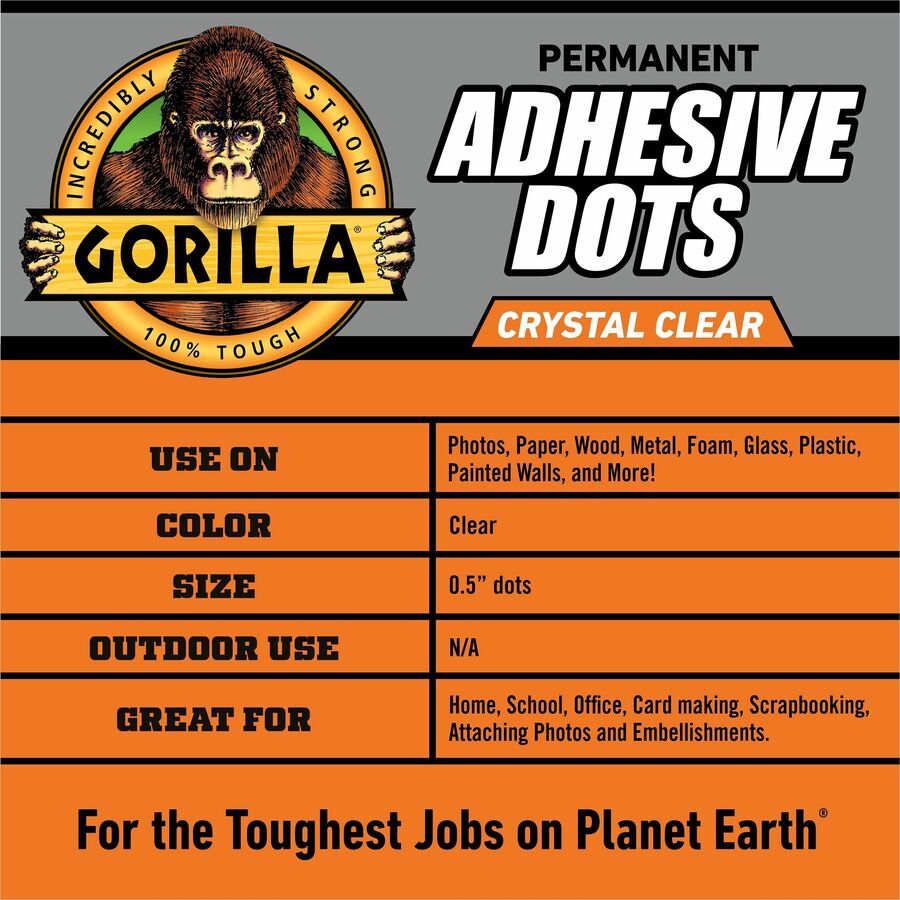 Gorilla Permanent Adhesive Dots - 150 / Pack - Clear