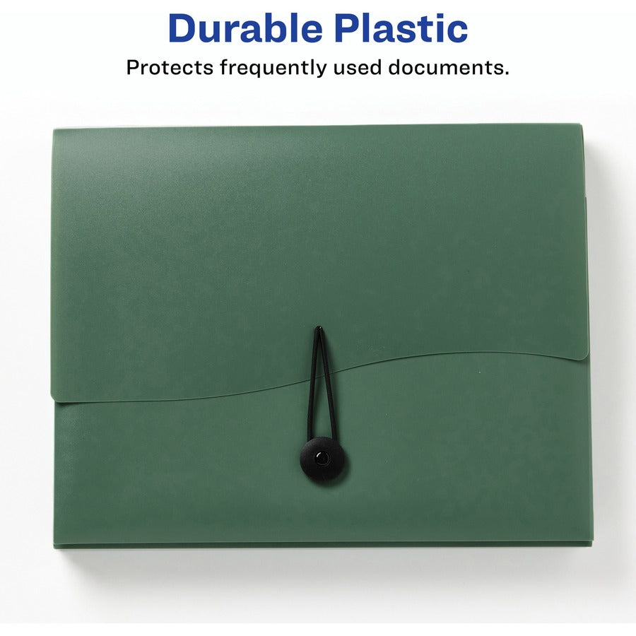 Avery Slide & View Letter Organizer Folder - 8 1/2" x 11" - 40 Sheet Capacity - 6 Pocket(s) - Plastic, Poly, Polypropylene - Sage - 1 Each