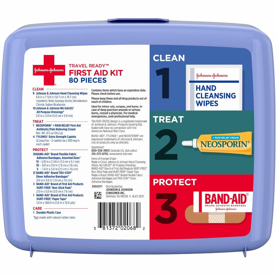Red Cross Travel Ready Portable Emergency First Aid Kit, 80 Pieces, Plastic Case