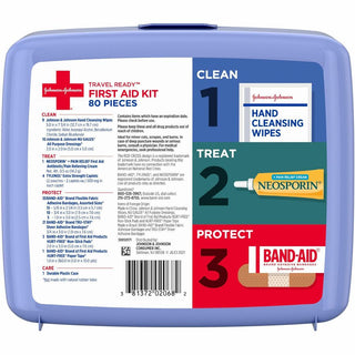 Red Cross Travel Ready Portable Emergency First Aid Kit, 80 Pieces, Plastic Case