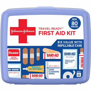 Red Cross Travel Ready Portable Emergency First Aid Kit, 80 Pieces, Plastic Case