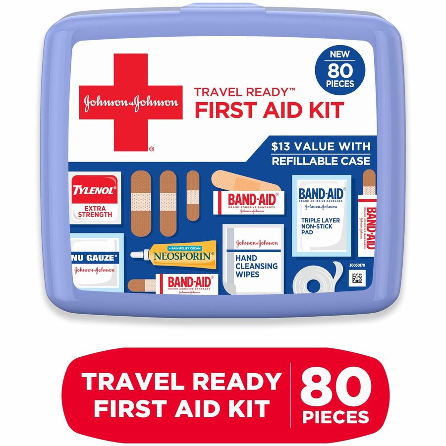 Red Cross Travel Ready Portable Emergency First Aid Kit, 80 Pieces, Plastic Case