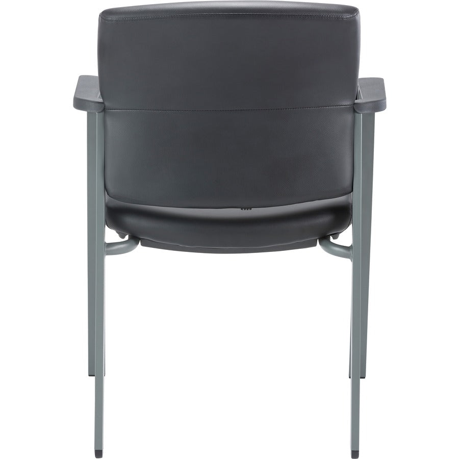 Lorell Healthcare Upholstery Guest Chair - Steel Frame - Square Base - Black - Vinyl - Armrest - 1 Each