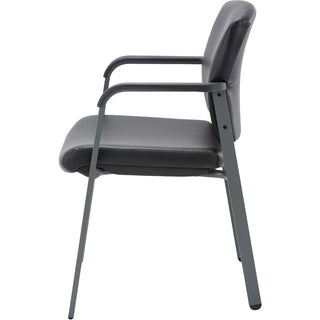 Lorell Healthcare Upholstery Guest Chair - Steel Frame - Square Base - Black - Vinyl - Armrest - 1 Each