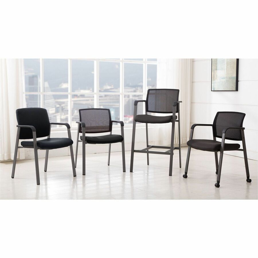 Lorell Healthcare Upholstery Guest Chair - Steel Frame - Square Base - Black - Vinyl - Armrest - 1 Each