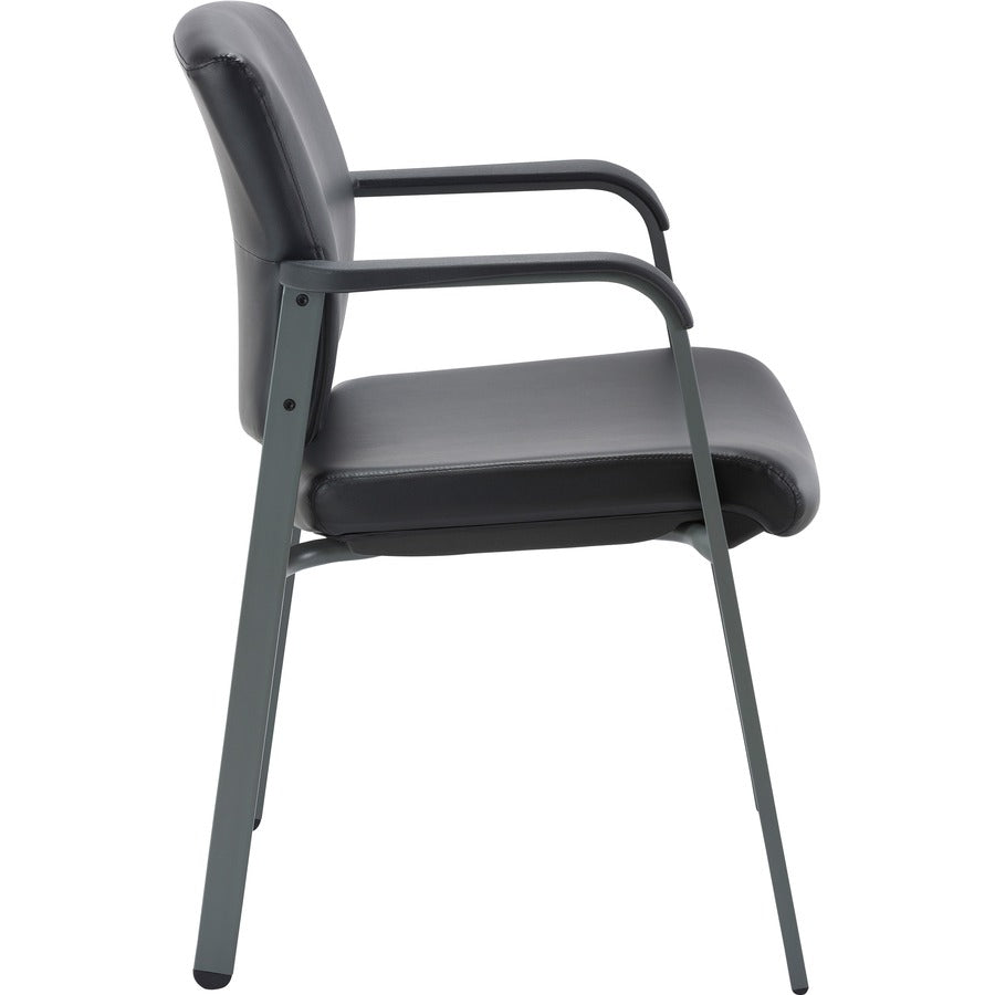 Lorell Healthcare Upholstery Guest Chair - Steel Frame - Square Base - Black - Vinyl - Armrest - 1 Each