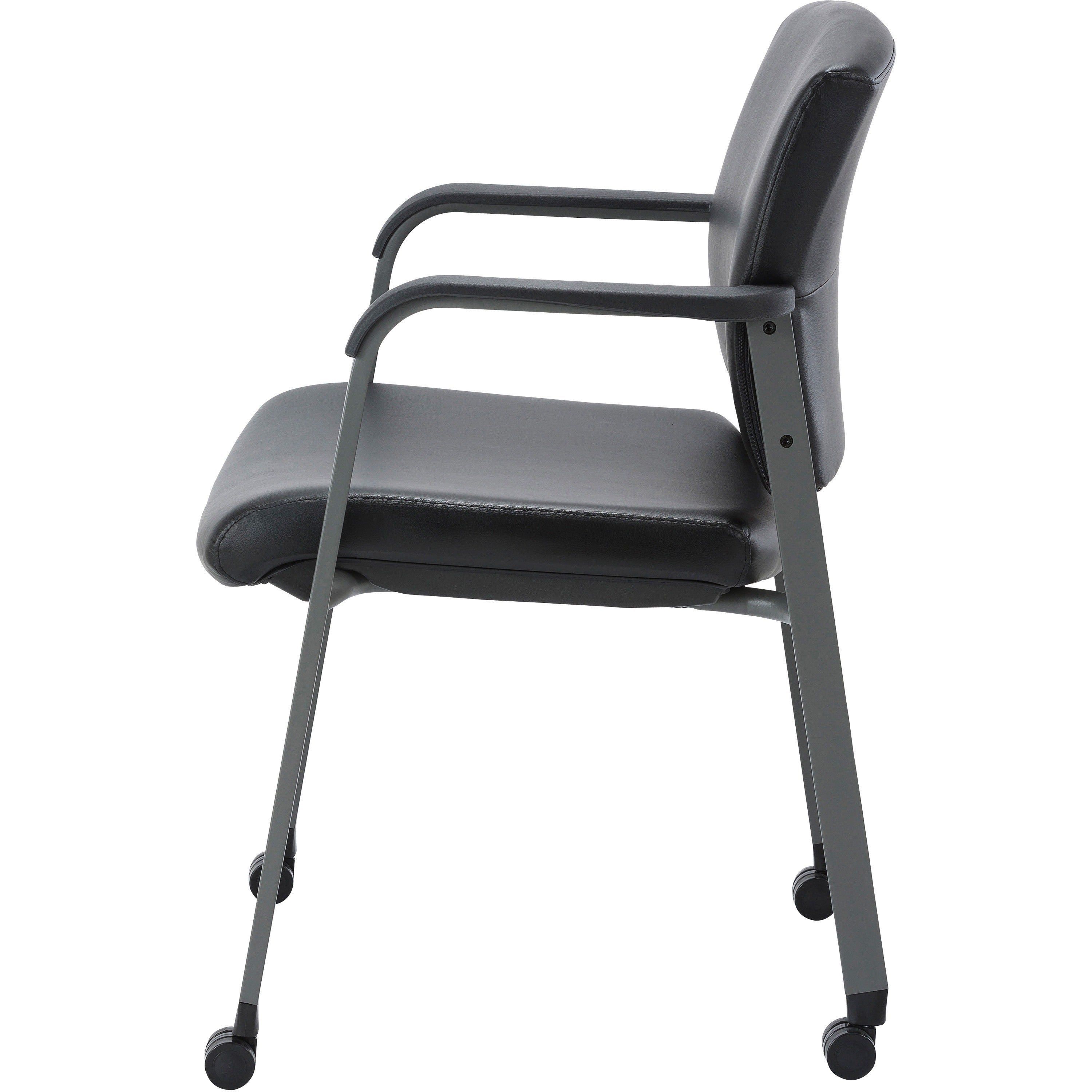 lorell-healthcare-upholstery-guest-chair-with-casters-vinyl-seat-vinyl-back-steel-frame-square-base-black-armrest-1-each_llr30951 - 5