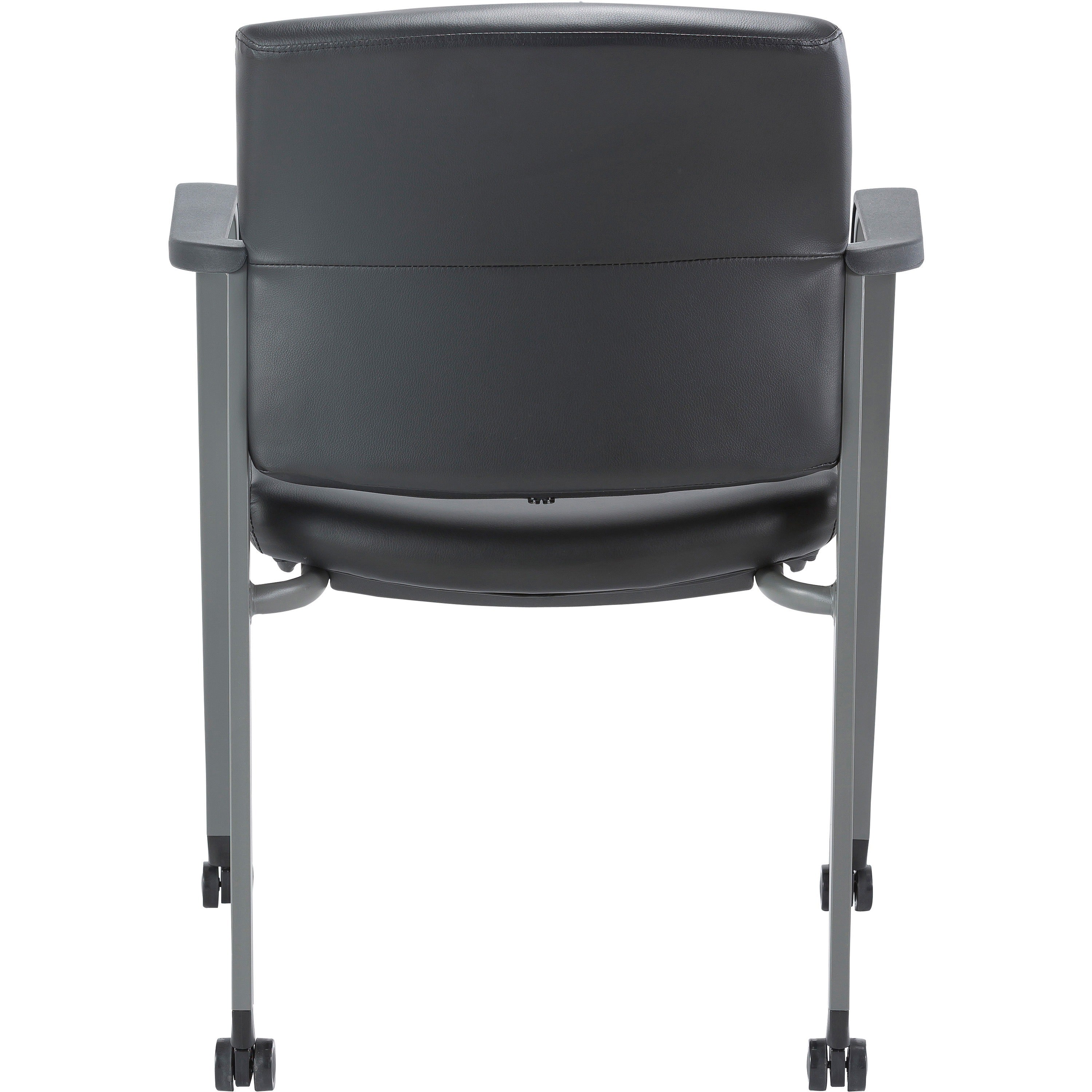 lorell-healthcare-upholstery-guest-chair-with-casters-vinyl-seat-vinyl-back-steel-frame-square-base-black-armrest-1-each_llr30951 - 4