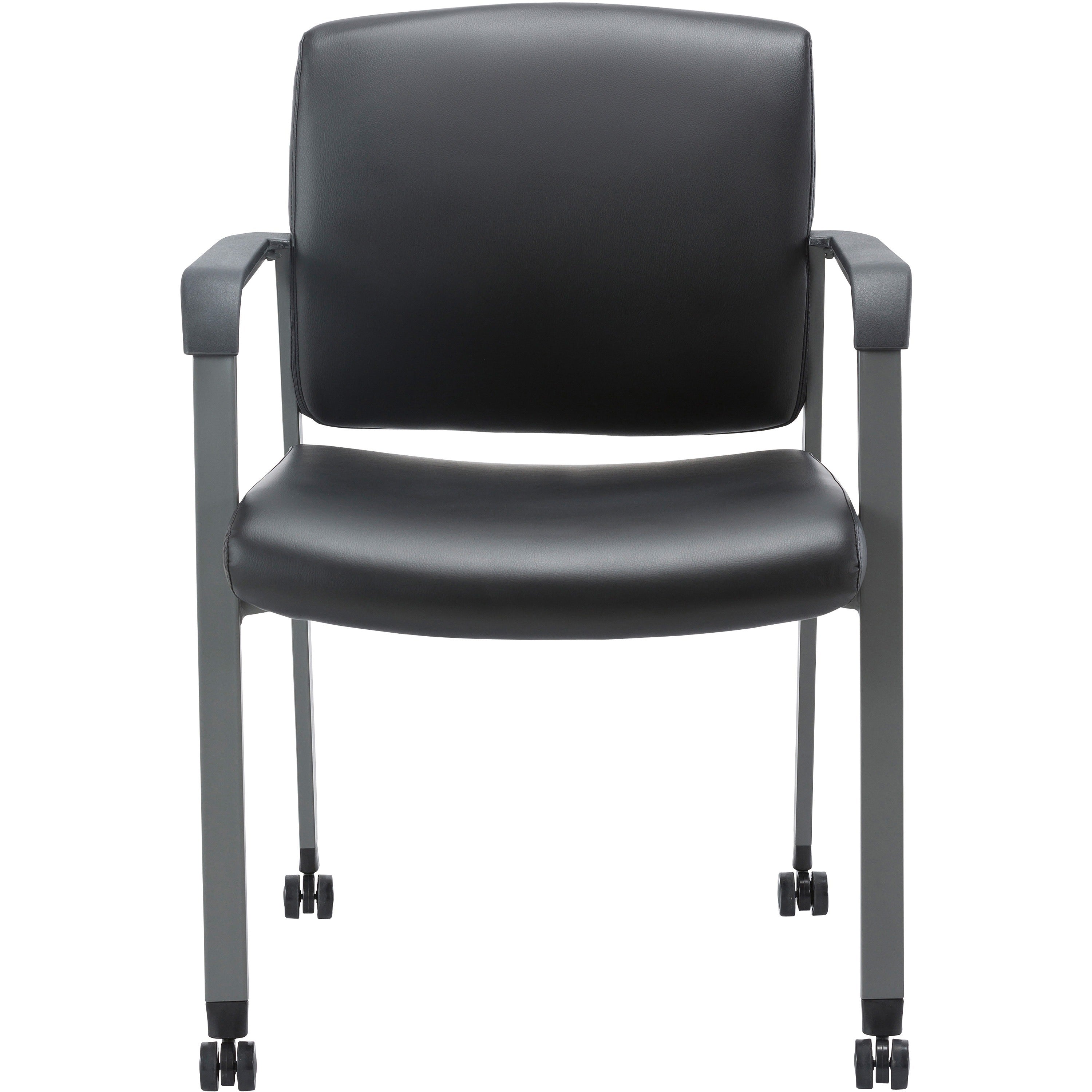 lorell-healthcare-upholstery-guest-chair-with-casters-vinyl-seat-vinyl-back-steel-frame-square-base-black-armrest-1-each_llr30951 - 2