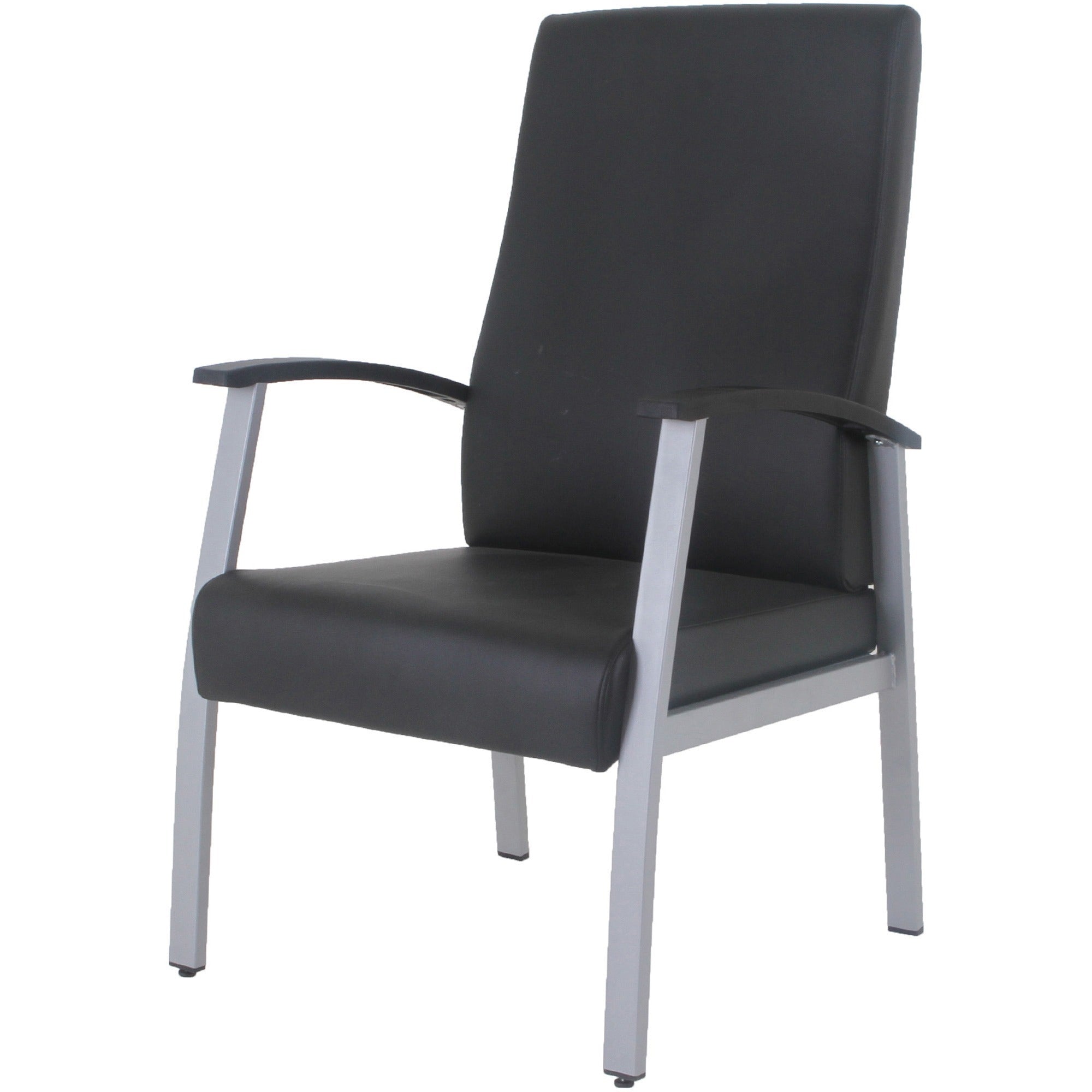 lorell-high-back-healthcare-guest-chair-vinyl-seat-vinyl-back-powder-coated-silver-steel-frame-high-back-four-legged-base-black-armrest-1-each_llr67011 - 3