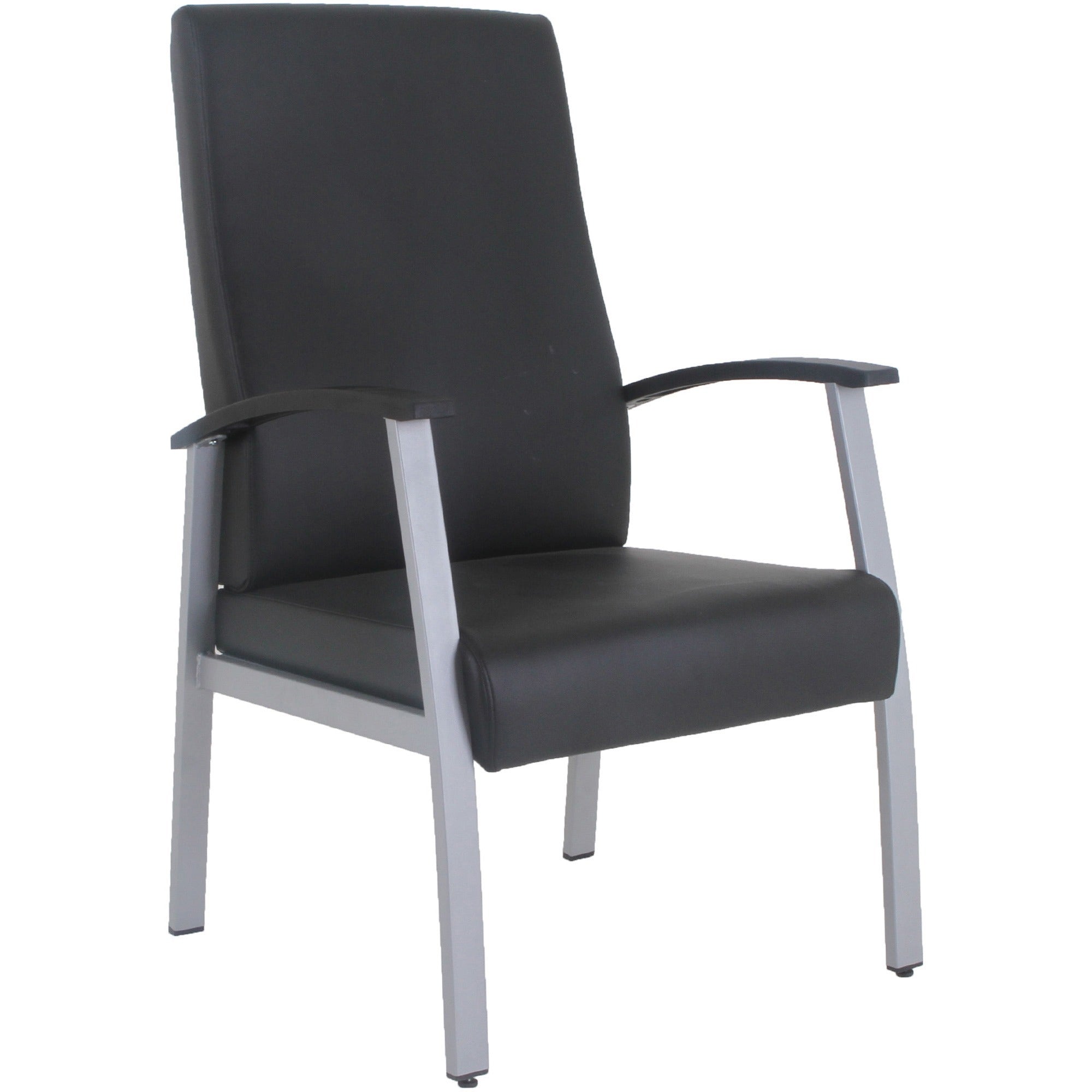 lorell-high-back-healthcare-guest-chair-vinyl-seat-vinyl-back-powder-coated-silver-steel-frame-high-back-four-legged-base-black-armrest-1-each_llr67011 - 1