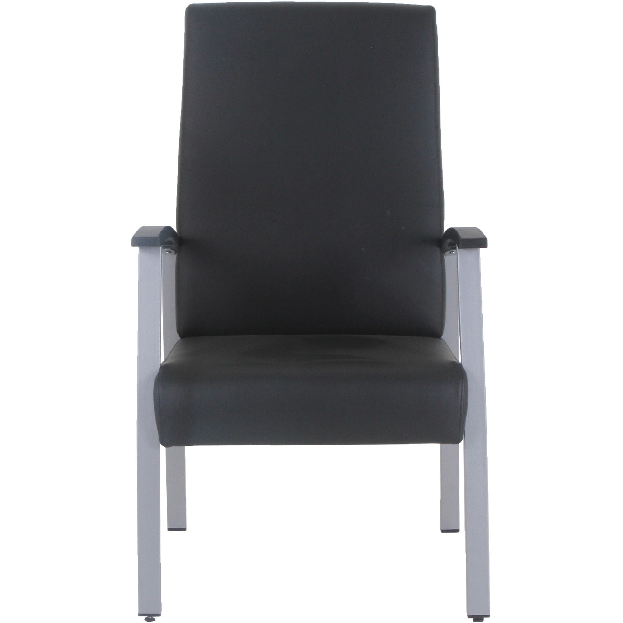lorell-high-back-healthcare-guest-chair-vinyl-seat-vinyl-back-powder-coated-silver-steel-frame-high-back-four-legged-base-black-armrest-1-each_llr67011 - 2
