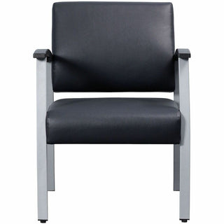Lorell Mid-Back Healthcare Guest Chair - Vinyl Seat - Vinyl Back - Powder Coated Silver Steel Frame - Mid Back - Four-legged Base - Black - Armrest - 1 Each