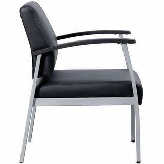 Lorell Mid-Back Healthcare Guest Chair - Vinyl Seat - Vinyl Back - Powder Coated Silver Steel Frame - Mid Back - Four-legged Base - Black - Armrest - 1 Each