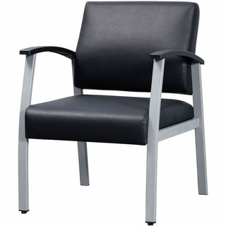 Lorell Mid-Back Healthcare Guest Chair - Vinyl Seat - Vinyl Back - Powder Coated Silver Steel Frame - Mid Back - Four-legged Base - Black - Armrest - 1 Each