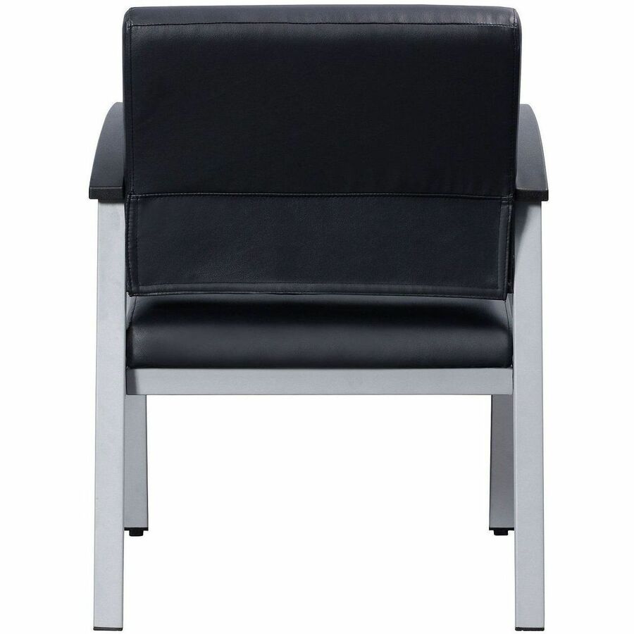 Lorell Mid-Back Healthcare Guest Chair - Vinyl Seat - Vinyl Back - Powder Coated Silver Steel Frame - Mid Back - Four-legged Base - Black - Armrest - 1 Each