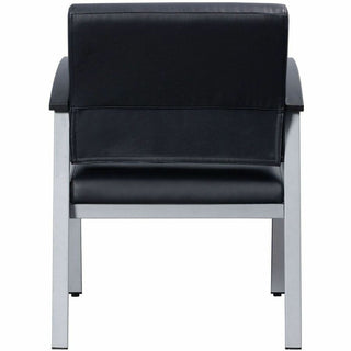 Lorell Mid-Back Healthcare Guest Chair - Vinyl Seat - Vinyl Back - Powder Coated Silver Steel Frame - Mid Back - Four-legged Base - Black - Armrest - 1 Each
