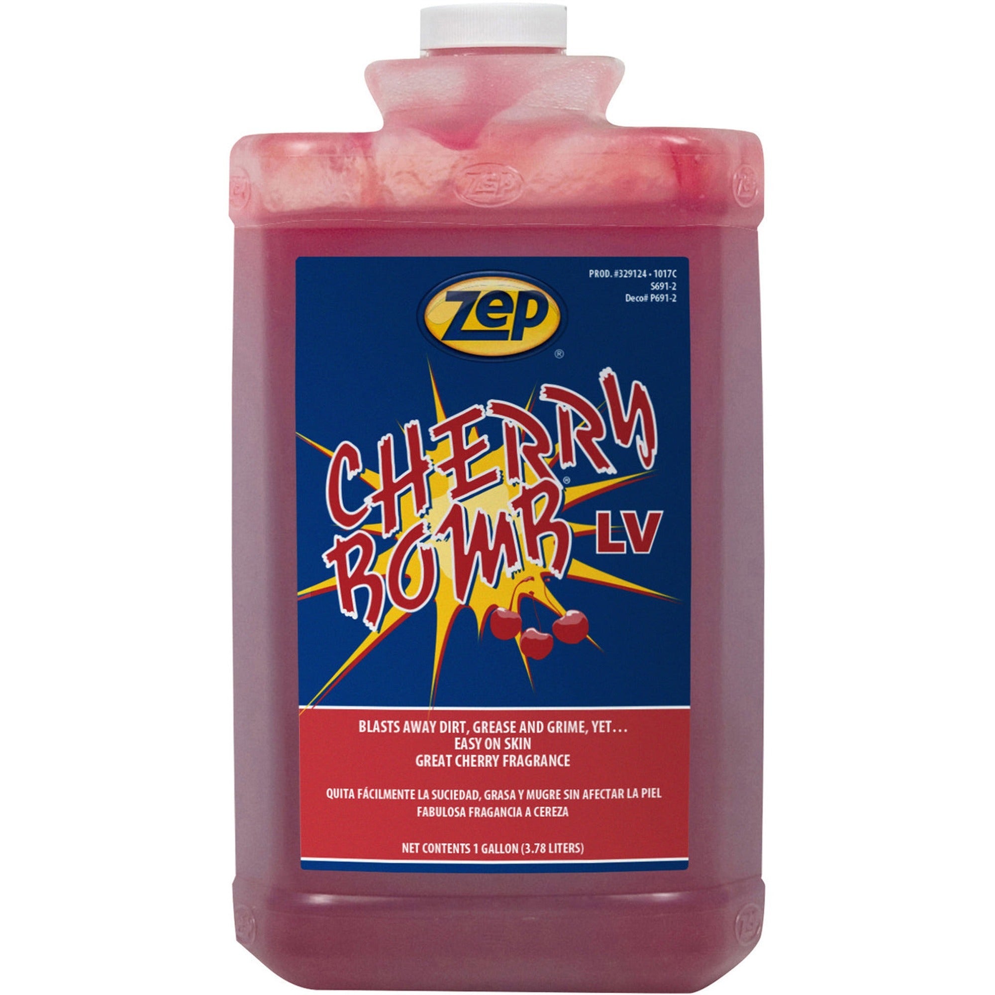 Zep Cherry Bomb LV Industrial Hand Cleaner - Cherry ScentFor - 1 gal (3.8 L) - Dirt Remover, Grime Remover, Soil Remover, Ink Remover, Resin Remover, Paint Remover, Adhesive Remover, Tar Remover, Asphalt Remover, Odor Remover, Grease Remover - Hand,