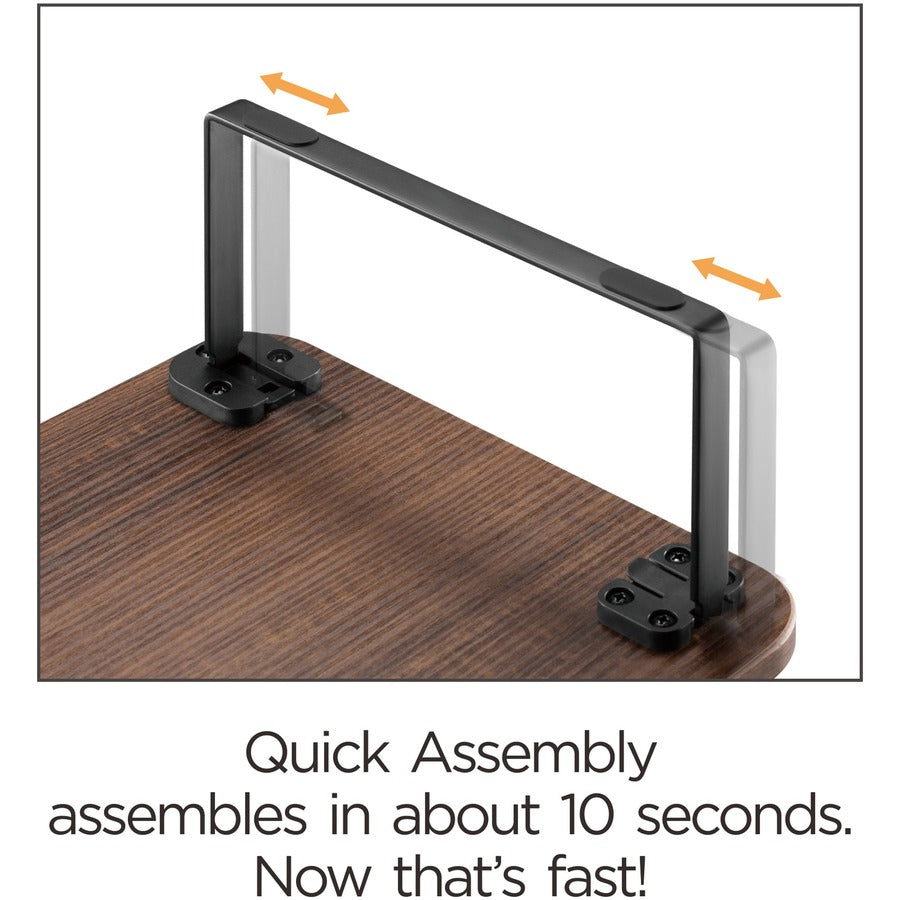 Lorell Quick-Install Monitor Laptop Riser - 4.8" Height x 39.4" Width x 10.2" Depth - Powder Coated - Steel, Particleboard, Silicone - Teak