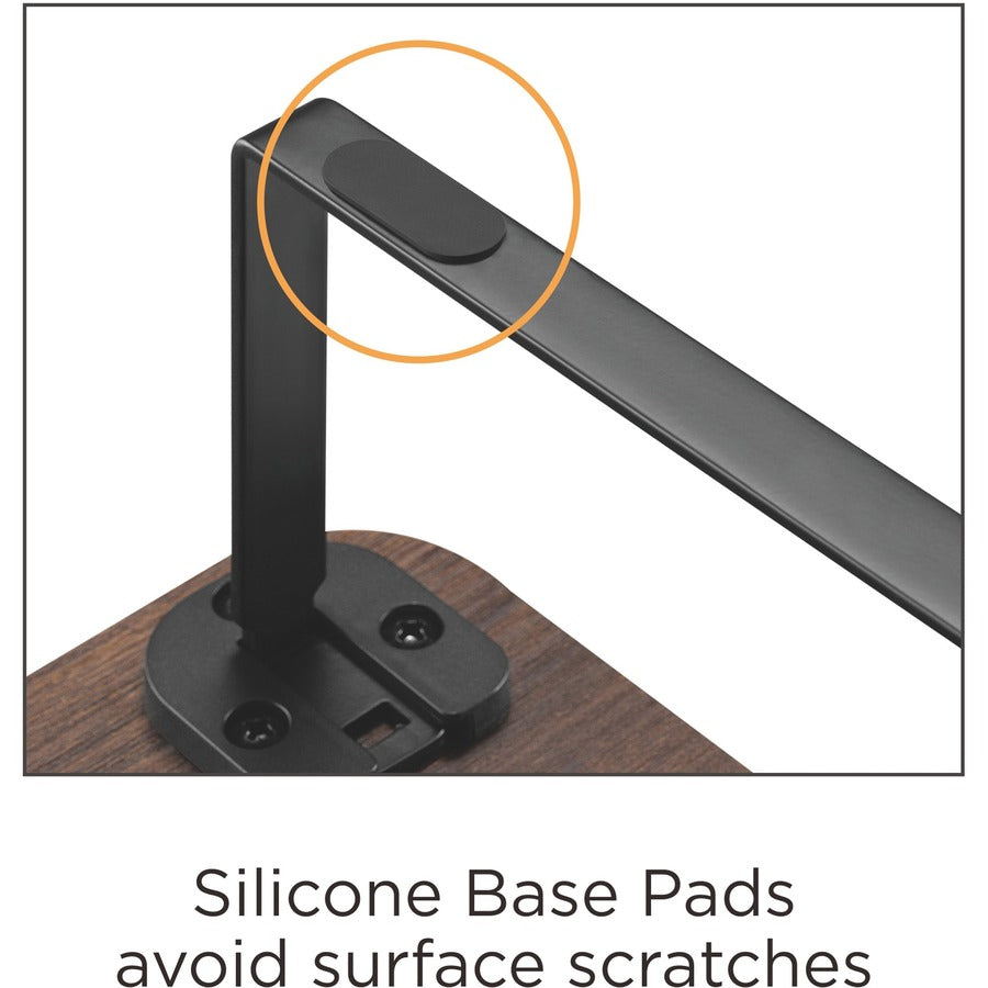 Lorell Quick-Install Monitor Laptop Riser - 4.8" Height x 39.4" Width x 10.2" Depth - Powder Coated - Steel, Particleboard, Silicone - Teak