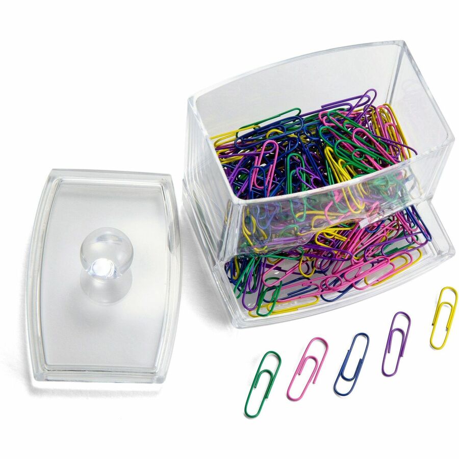 Officemate Paper Clip Dispenser - 1 Each - Clear - PVC-free