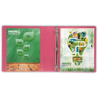 Earth's Choice Plant-Based Economy Round Ring View Binders, 3 Rings, 1.5" Capacity, 11 x 8.5, Pink, 2/Pack