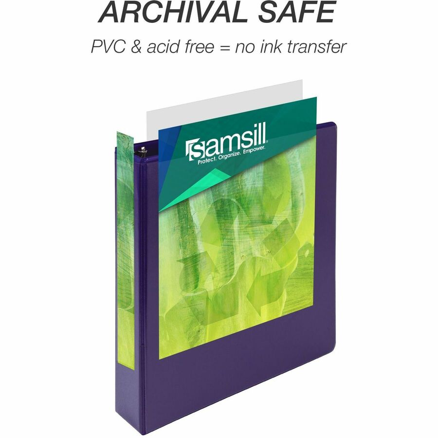 Earth's Choice Plant-Based Economy Round Ring View Binders, 3 Rings, 1.5" Capacity, 11 x 8.5, Purple, 2/Pack
