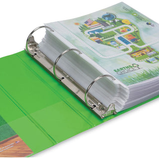 Earth's Choice Plant-Based Economy Round Ring View Binders, 3 Rings, 3" Capacity, 11 x 8.5, Lime, 2/Pack