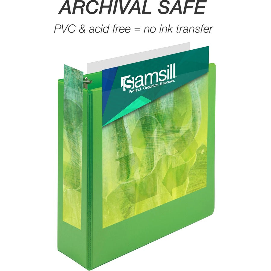Earth's Choice Plant-Based Economy Round Ring View Binders, 3 Rings, 3" Capacity, 11 x 8.5, Lime, 2/Pack