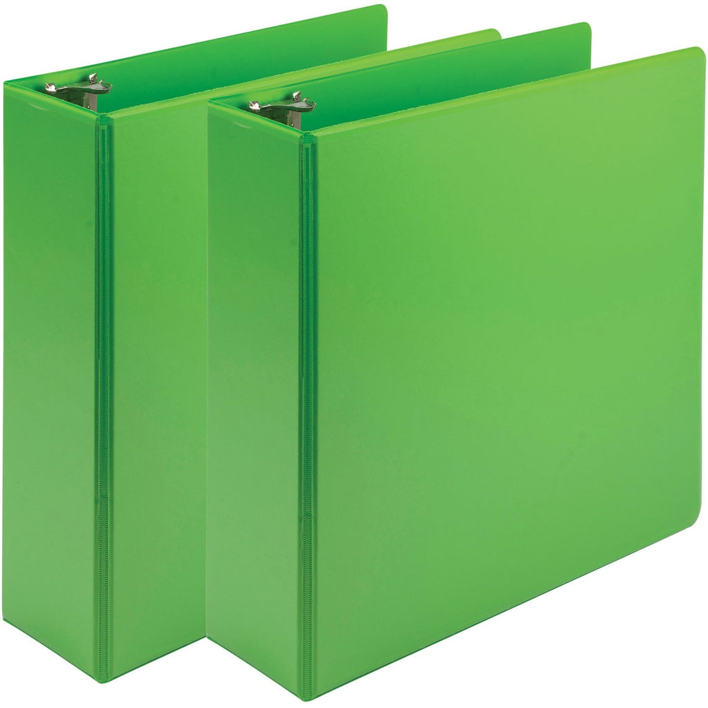 Earth's Choice Plant-Based Economy Round Ring View Binders, 3 Rings, 3" Capacity, 11 x 8.5, Lime, 2/Pack