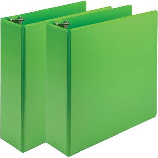Earth's Choice Plant-Based Economy Round Ring View Binders, 3 Rings, 3" Capacity, 11 x 8.5, Lime, 2/Pack