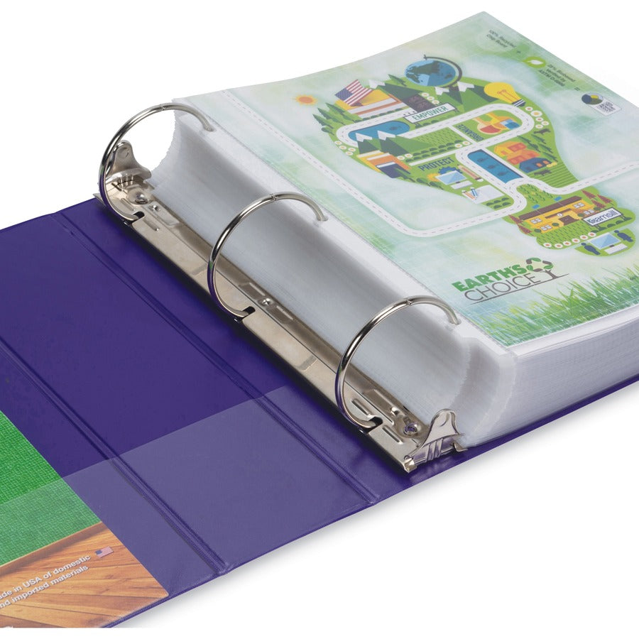 Earth's Choice Plant-Based Economy Round Ring View Binders, 3 Rings, 3" Capacity, 11 x 8.5, Purple, 2/Pack