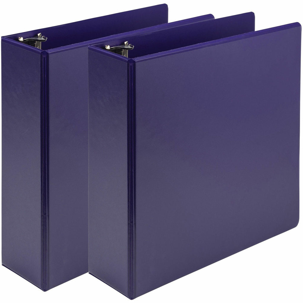 Earth's Choice Plant-Based Economy Round Ring View Binders, 3 Rings, 3" Capacity, 11 x 8.5, Purple, 2/Pack