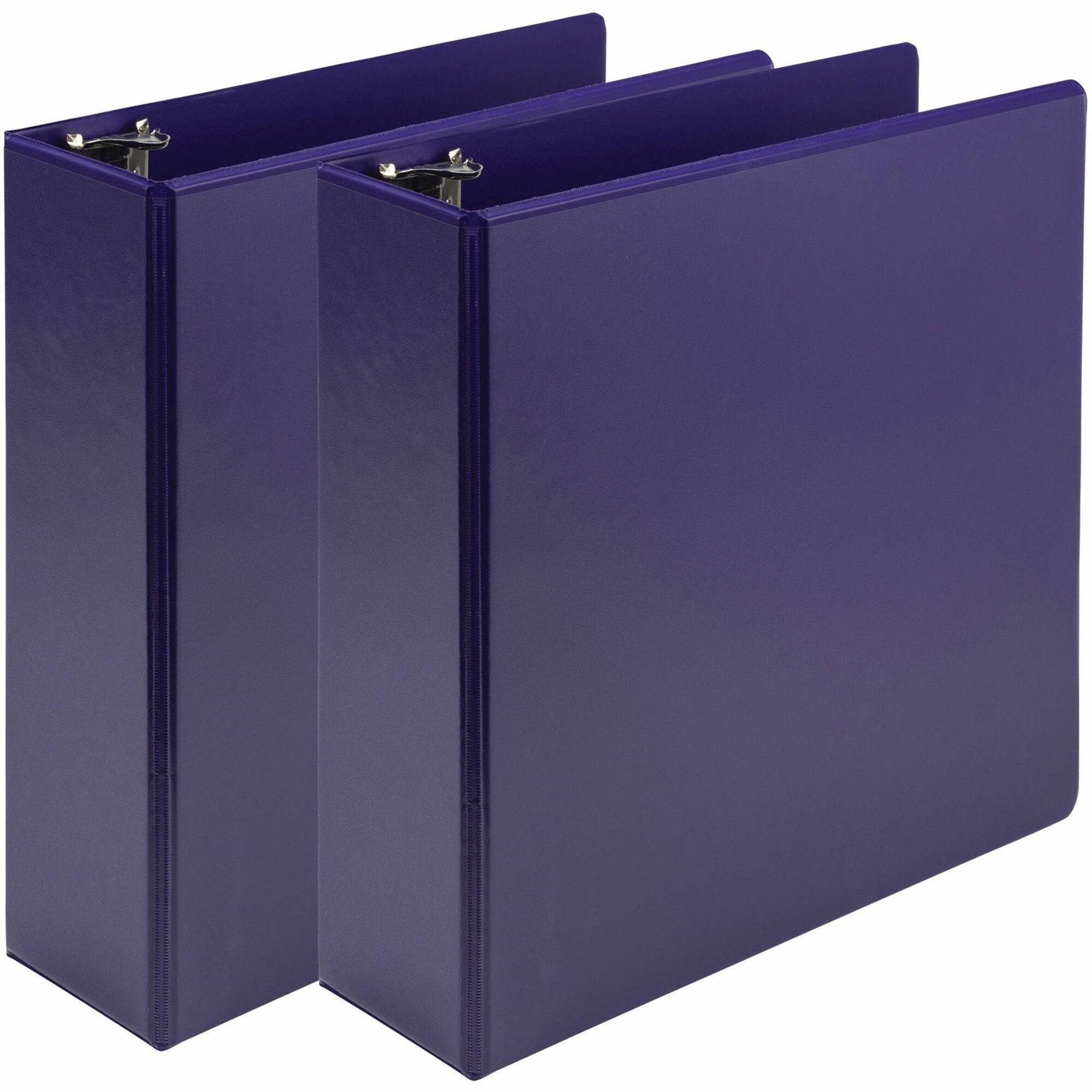 Earth's Choice Plant-Based Economy Round Ring View Binders, 3 Rings, 3" Capacity, 11 x 8.5, Purple, 2/Pack