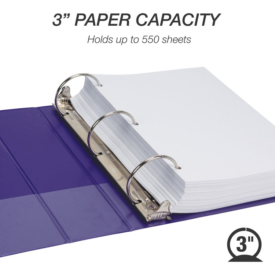 Earth's Choice Plant-Based Economy Round Ring View Binders, 3 Rings, 3" Capacity, 11 x 8.5, Purple, 2/Pack