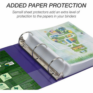Earth's Choice Plant-Based Economy Round Ring View Binders, 3 Rings, 3" Capacity, 11 x 8.5, Purple, 2/Pack
