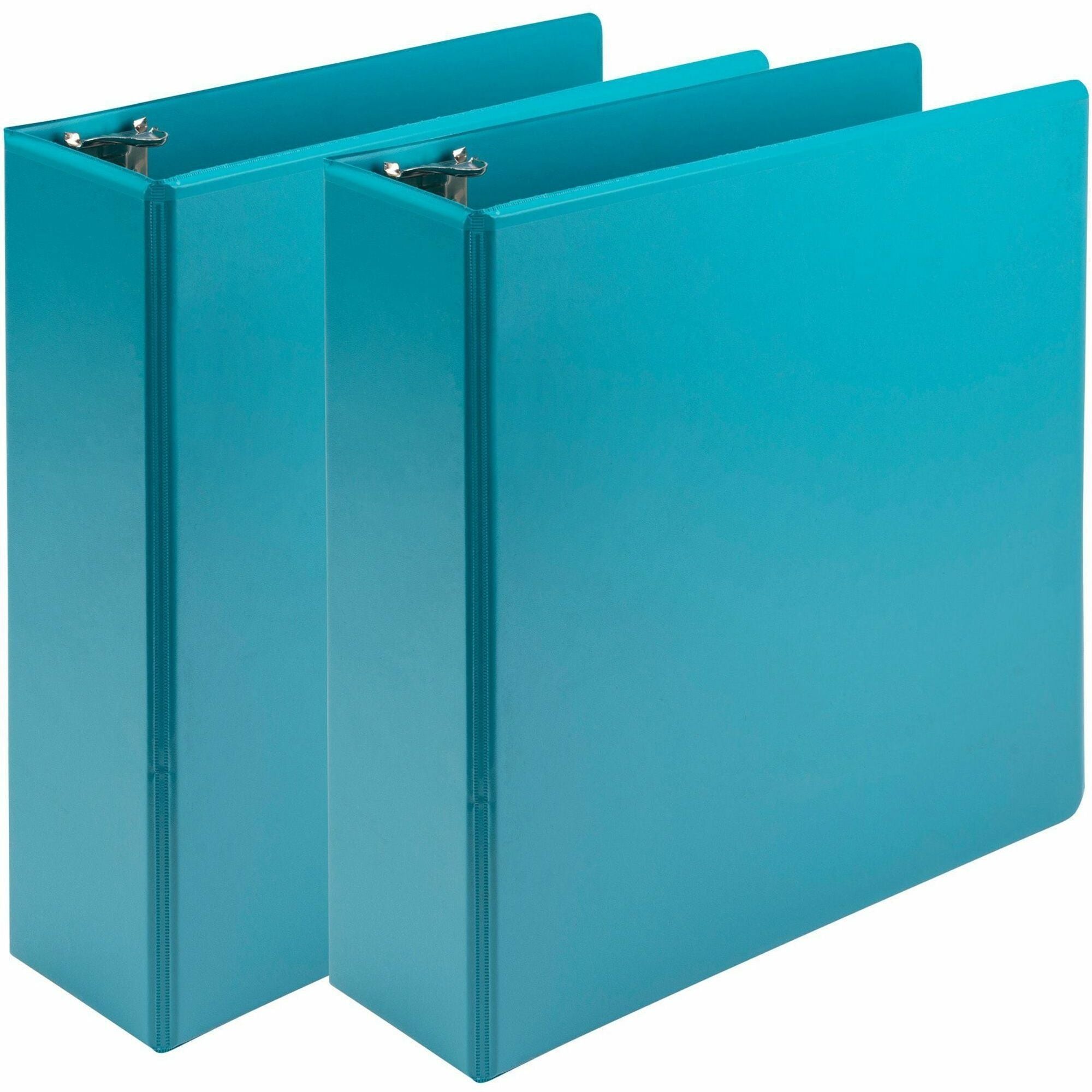Earth's Choice Plant-Based Economy Round Ring View Binders, 3 Rings, 3" Capacity, 11 x 8.5, Teal, 2/Pack