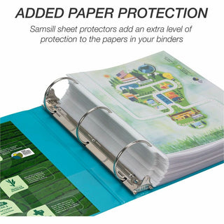 Earth's Choice Plant-Based Economy Round Ring View Binders, 3 Rings, 3" Capacity, 11 x 8.5, Teal, 2/Pack