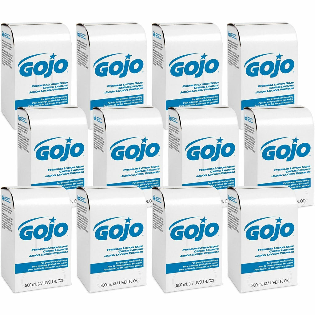 GOJO Premium Lotion Hand Soap Refills, Waterfall Fragrance, 800 mL, Case Of 12 Refills - Waterfall ScentFor - 27.1 fl oz (800 mL) - Kill Germs, Bacteria Remover, Dirt Remover - Hand, Skin - Moisturizing - Bio-based, Dye-free - 12 / Case