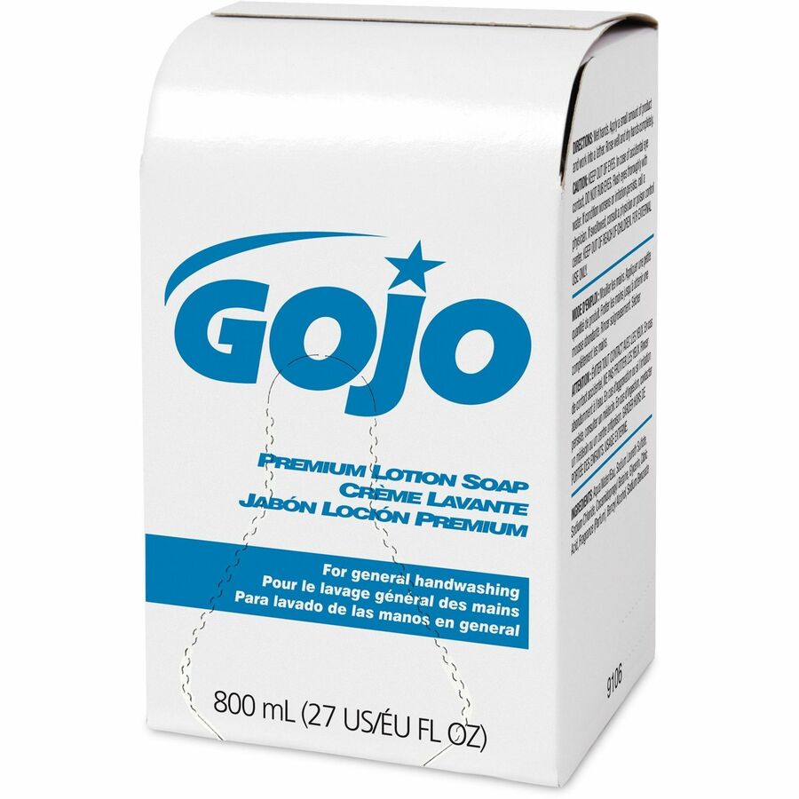 GOJO Premium Lotion Hand Soap Refills, Waterfall Fragrance, 800 mL, Case Of 12 Refills - Waterfall ScentFor - 27.1 fl oz (800 mL) - Kill Germs, Bacteria Remover, Dirt Remover - Hand, Skin - Moisturizing - Bio-based, Dye-free - 12 / Case