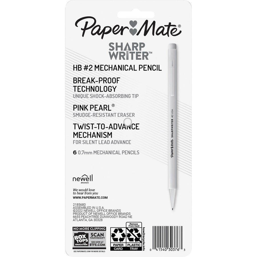 Paper Mate Sharpwriter Mechanical Pencils - HB/#2 Lead - 0.7 mm Lead Diameter - Black Lead - Yellow Barrel - 6 / Pack