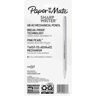Paper Mate Sharpwriter Mechanical Pencils - HB/#2 Lead - 0.7 mm Lead Diameter - Black Lead - Yellow Barrel - 6 / Pack