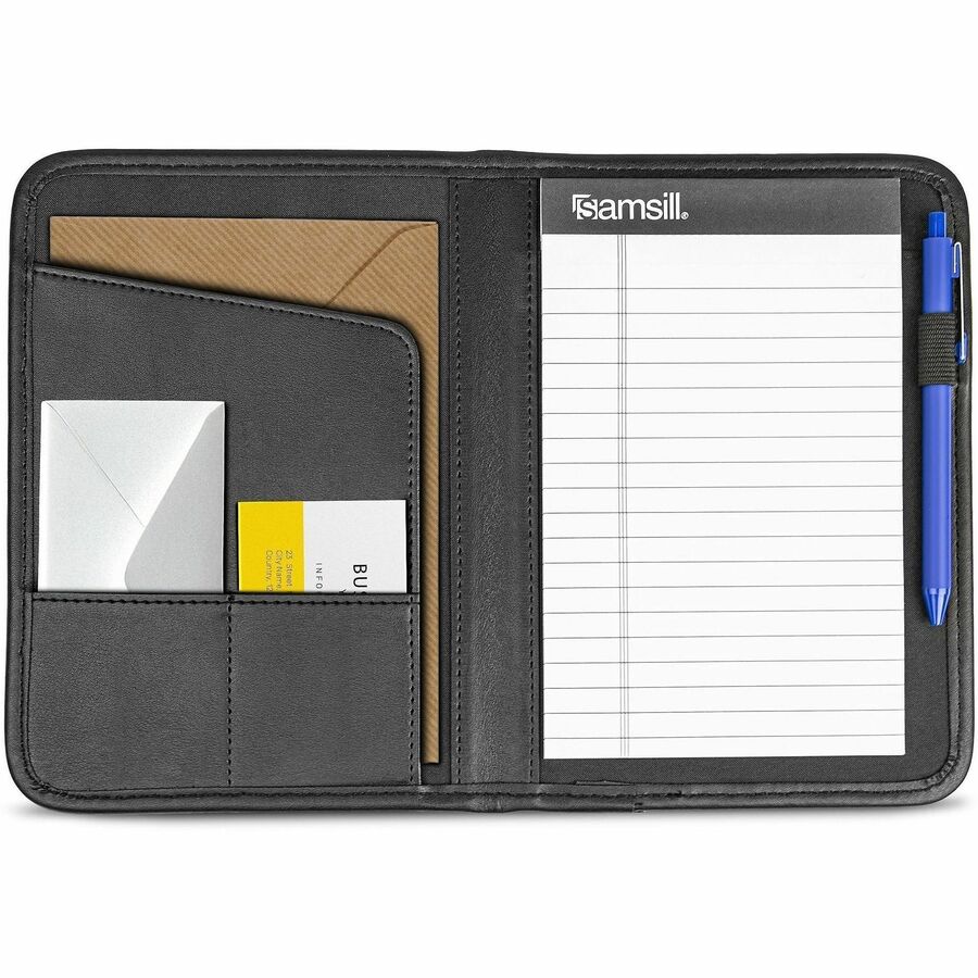 Professional Padfolio, 3/4w x 9 1/4h, Open Style, Black
