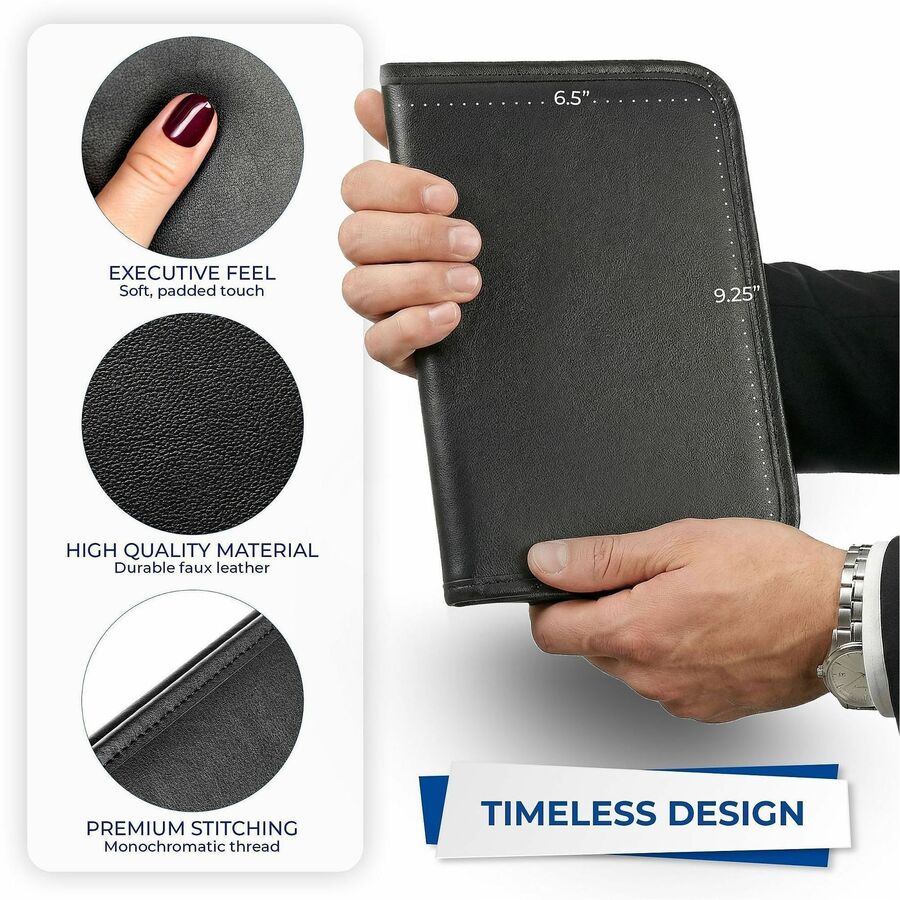 Professional Padfolio, 3/4w x 9 1/4h, Open Style, Black