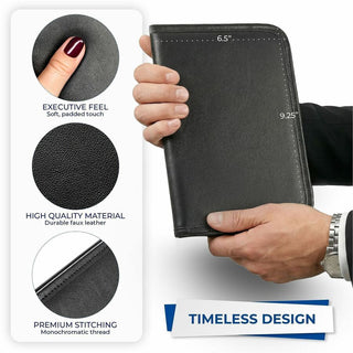 Professional Padfolio, 3/4w x 9 1/4h, Open Style, Black
