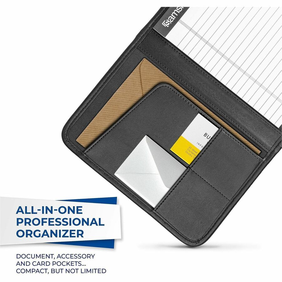 Professional Padfolio, 3/4w x 9 1/4h, Open Style, Black