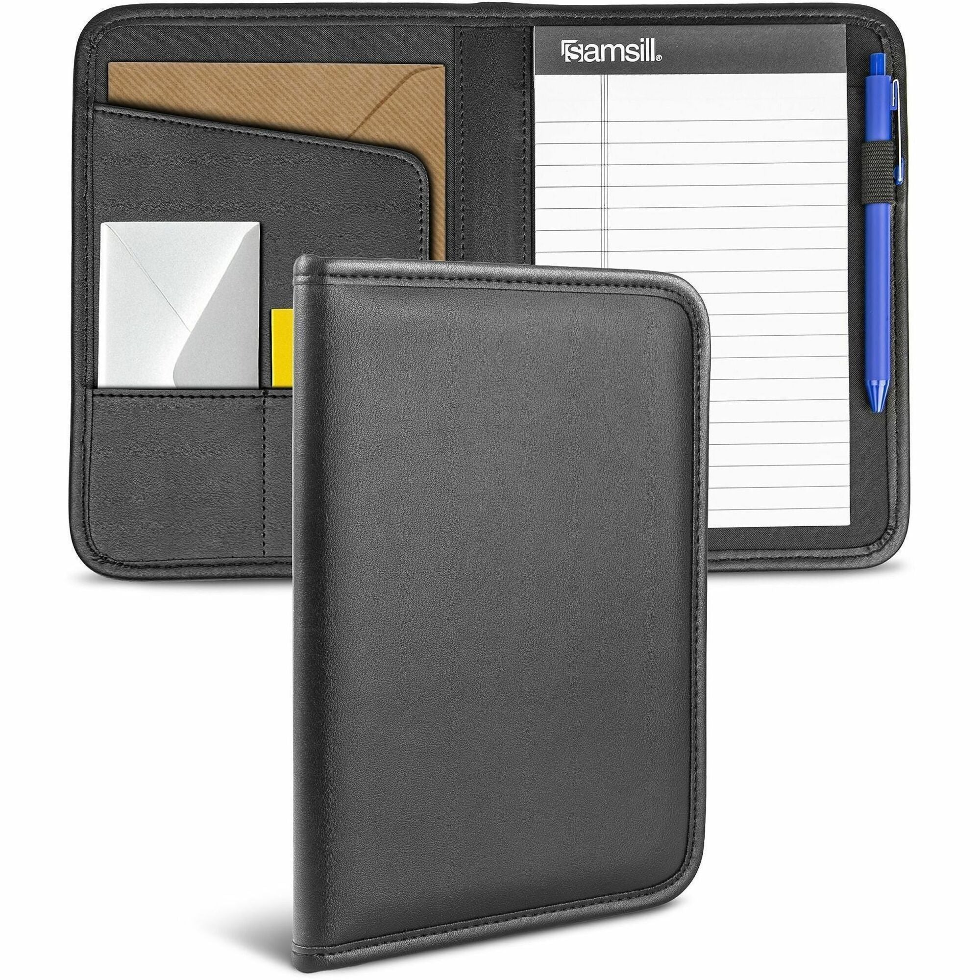 Professional Padfolio, 3/4w x 9 1/4h, Open Style, Black