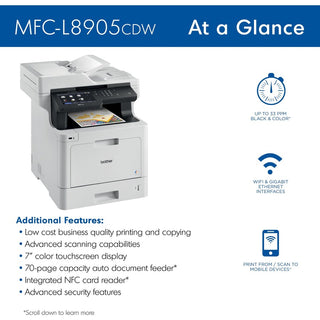 MFC-L8905CDW Color Laser All-in-One Printer, Copy/Fax/Print/Scan