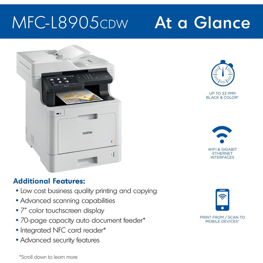 MFC-L8905CDW Color Laser All-in-One Printer, Copy/Fax/Print/Scan
